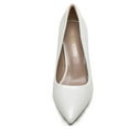 thumbnail image 3 of BURUDANI Women's Fashion Comfort Pointed Toe Stilettos Pump Shoes Slip On Low Heel Dress Shoes WHITE/PAT Size 11, 3 of 5