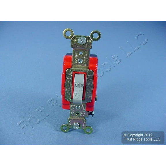 Leviton 1221-2GY Single-Pole Toggle Switch, 20A, 120/277V, Gray, Industrial Grade