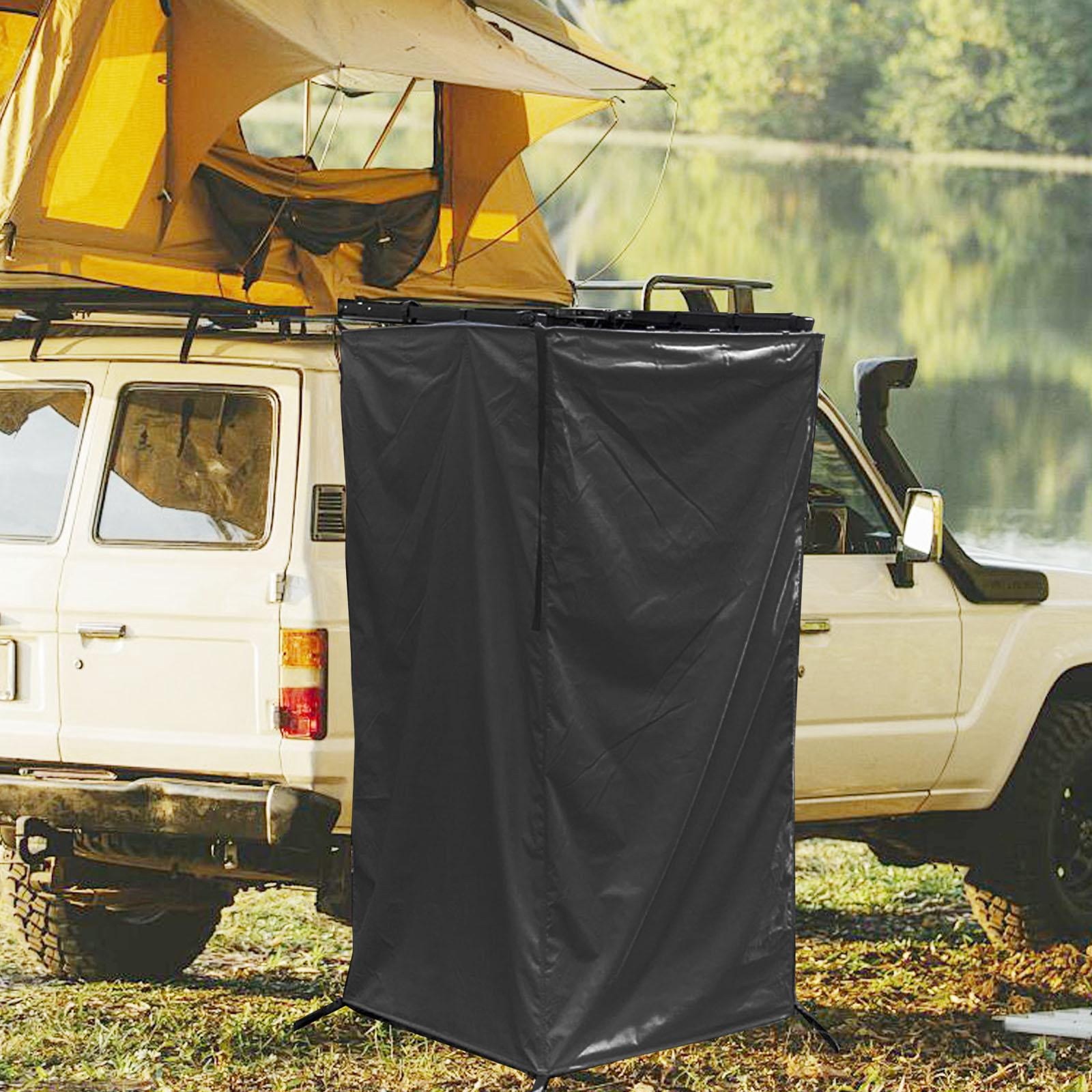 Kuntesetty Vehicle Side Shower Tent,Changing Dressing Room Hiking Bathroom Overland Outdoor Toilet Stall for Long Road Trips, Van ,Beach Black