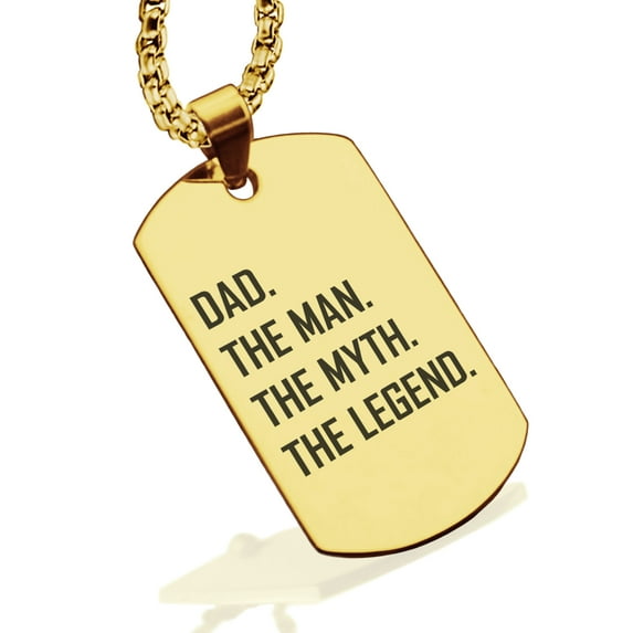 Stainless Steel Dad the Man Myth Legend Dog Tag Pendant Necklace