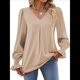 thumbnail image 1 of Blusas de Larga para Mujer 2025, Elegantes, Informales, con Cuello en V, Tipo Túnica, Blusa Holgada de para el Trabajo. Caqui XXL, 1 of 6