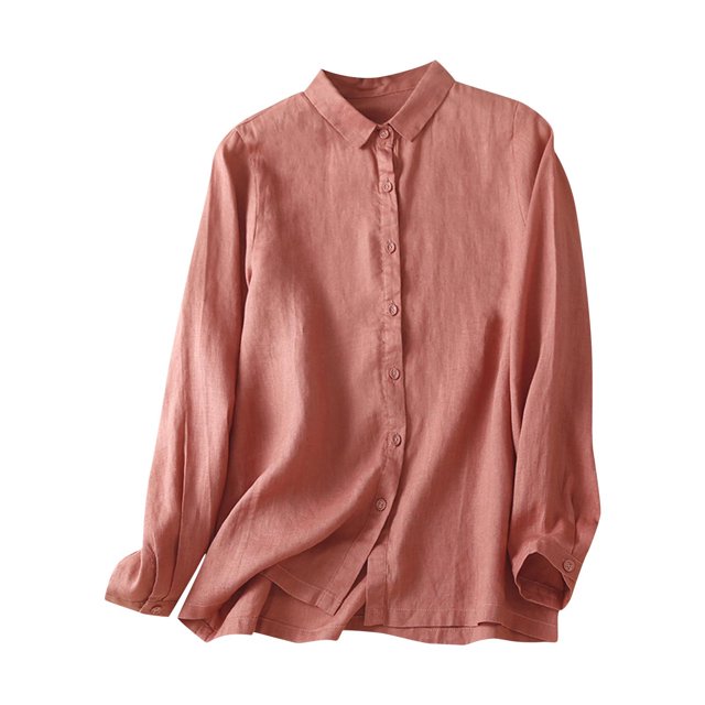 Timegard Womens Shirts Button down Lapel Neck Embroidery Tops Lightweight Work Casual Loose Blouse