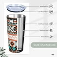 thumbnail image 2 of Ethnic Geometric Aztec 20oz Stainless Steel Cups, Insulated Stainless Steel Travel Coffee Mug Tumbler With Lid And Straw Durable Coffee Cup Water Bottle For Hot & Cold Drinks, 2 of 6