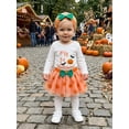 thumbnail image 4 of Loicainy Infant Baby Girl Halloween Clothes Set 3 6 9 12 18 Months Print Long Sleeve Romper Tulle Skirt Headband 3 Pcs Outfits, 4 of 9