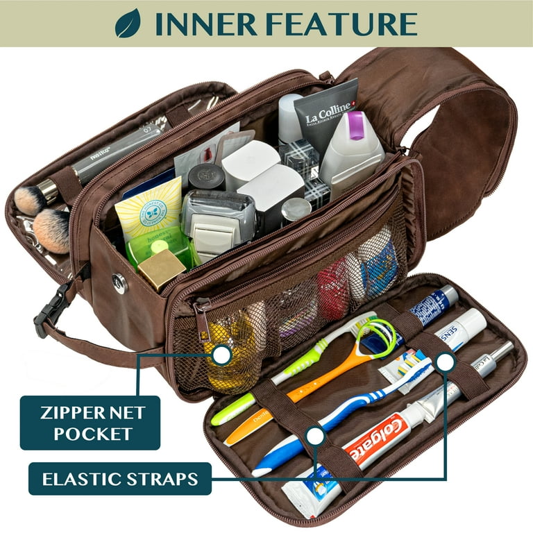 Bleggeit Personalized PU Leather Toiletry Bag For Men - 3-in-1 Detachable Hanging Travel Organizer With Laser Engraving