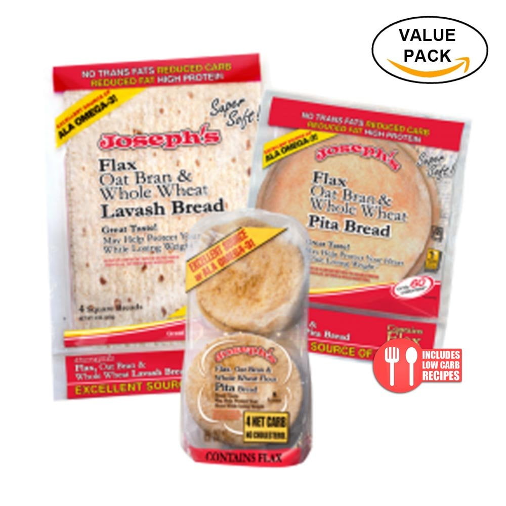 Low Carb Bread, Keto Bread, Joseph's Flax Oat Bran & Whole Wheat Reduced Carb Low Carb Pita