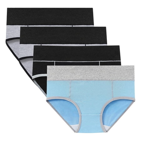 ATOYSOY Women s Shapewear Control Briefs for Ladies Plus Size Hip Lifting Cotton Panties  4 Pack Multipack Clearance Solid Panty Classic Briefs Girls Comfy Stretchy Underpants Blue XXXXL