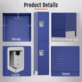 thumbnail image 5 of KAER Metal Locker, 2 Door Storage Locker with Hook, Storage Cabinet for Home, Office, Gym, Workshop-Blue, 5 of 7