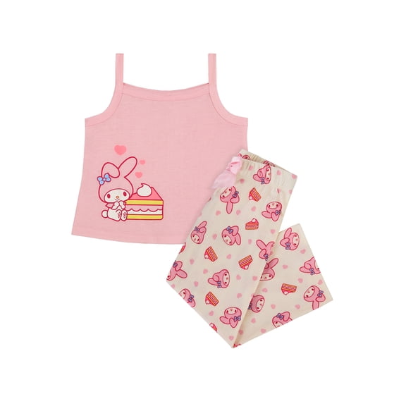 Hello Kitty x Wonder Nation Girls Tank and Sleep Pant Pajama Set, 2-Piece, Sizes 4-18