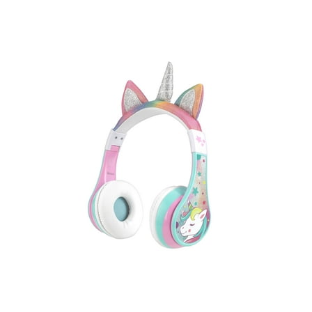 eKids Unicorn Bluetooth Headphones, Wireless Headphones with Microphone Includes Aux Cord
