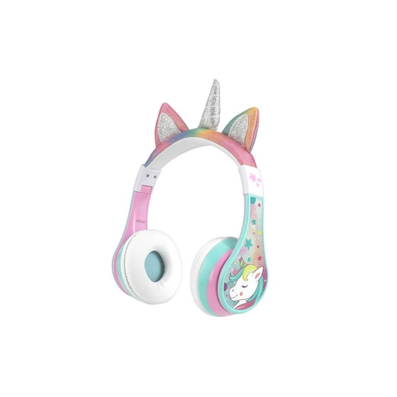 eKids Unicorn Bluetooth Headphones, Wireless Headphones with Microphone Includes Aux Cord
