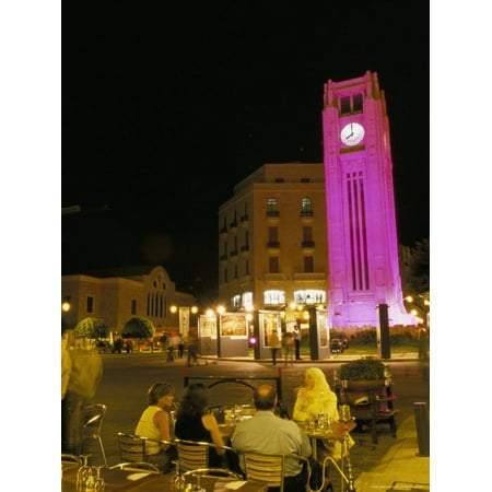 Cafes at Night, Place d'Etoile, Beirut, Lebanon, Middle East Print Wall Art By Alison