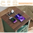 thumbnail image 5 of Joaxswe Farmhouse 18" Nightstand with Charging Station, Rustic Metal Wood End Tables with 2 Drawers, Adult Side Tables for Living Room, Green, 5 of 7