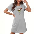 thumbnail image 1 of Camisón corto navideño para mujer, talla grande, cuello redondo, manga corta, estampado en el pecho, vestido de noche para mujer, 1 of 3