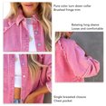 thumbnail image 4 of Chaqueta vaquera de mujer, chaqueta femenina de manga larga con ala de murciélago y un solo pecho, cuello vuelto a la moda, para fiesta, rosa, rojo, S, 4 of 5