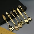 thumbnail image 3 of ZHaobin 6Pcs/Set Vintage European Palace Tableware Set Fruit Cake Fork Coffee Spoon Kitchen Accessories (Yellow copper), 3 of 7