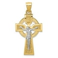 thumbnail image 1 of 14k Two-tone Gold Polished Celtic INRI Crucifix Pendant, 1 of 5