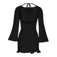 thumbnail image 5 of Ndbuld Long Sleeve Maxi Dress for Women Women's Fashion Casual Long Sleeve Wool Sexy Drawstring Backless Dress ,Black,L, 5 of 6