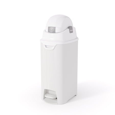 Foundations Hands Free Medium Diaper Pail with Airtight Lid - Durable & Odorless Diaper Disposal  Holds up to 45 Newborn Diapers Refill With Any Bags - White