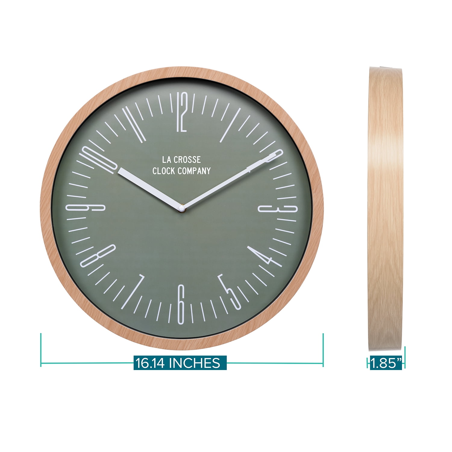 La Crosse Clock 16 inch Ellwood Analog Quartz Wall Clock, 404-3041D