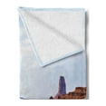 thumbnail image 2 of Desert Soft Flannel Fleece Blanket, Monument Valley View from John Fords Point Merritt Butte Sandstone Image, Cozy Plush for Indoor and Outdoor Use, 60" x 80", Baby Blue Mauve Amber, by Ambesonne, 2 of 5
