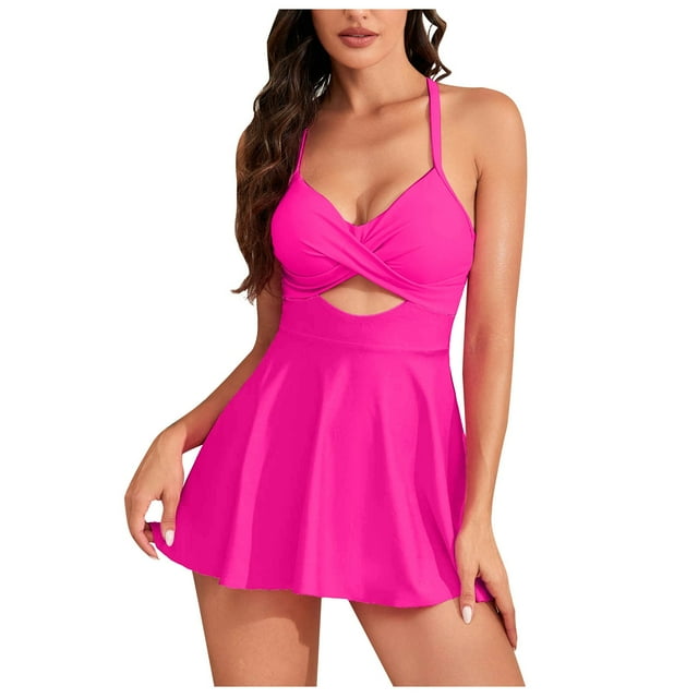Robe de Bain pour Femmes, Maillot de Bain une Pièce avec Jupe, Maillot de Bain à Bretelles Réglables pour Plage et Piscine, Maillot de Bain à Séchage Rapide