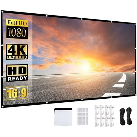 Projector Screen 84INCH Portable Movie Screen for Outdoor Indoor 4K 16:9 HD Foldable Wrinkle-Free Screen(1.1