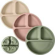 WeeSprout Suction Plates for Babies & Toddlers, 100% Silicone, Dinnerware Stays Put, 3 Pack