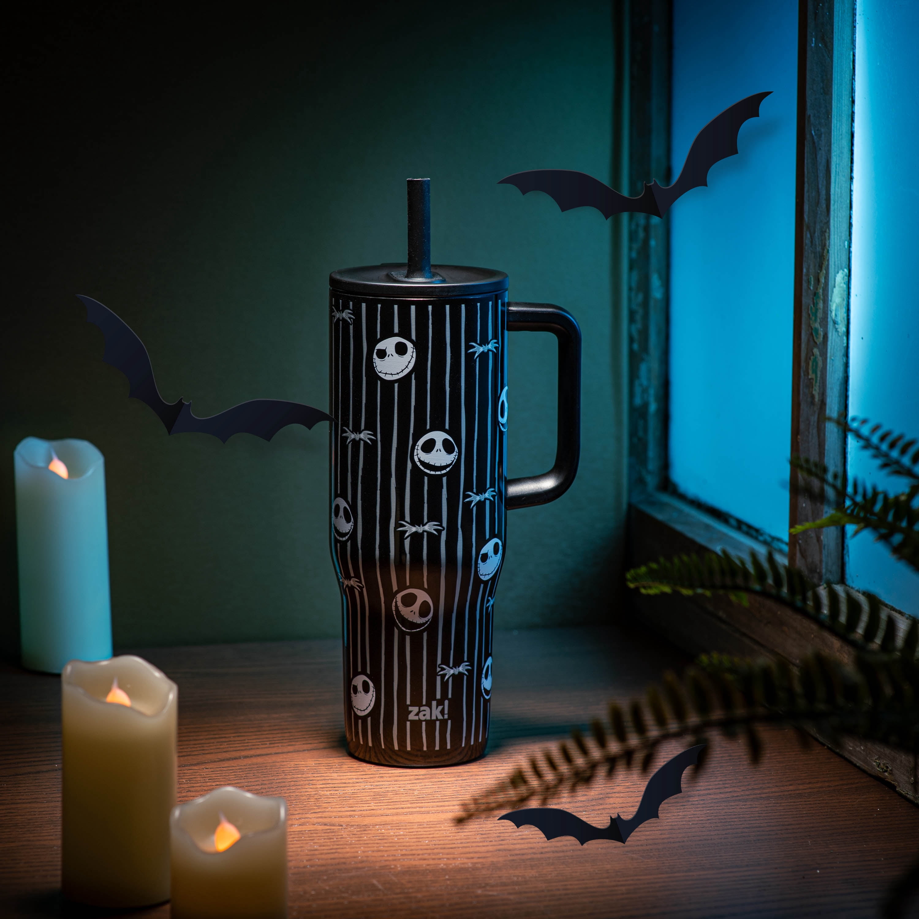 Zak Designs 30oz Nightmare Before Christmas Double Wall Stainless Steel Vaccuum Insulated Sutton Straw Tumbler