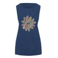 thumbnail image 1 of Gibobby Blusas sueltas básicas con estampado de cuello redondo para mujer(Azul,M), 1 of 3
