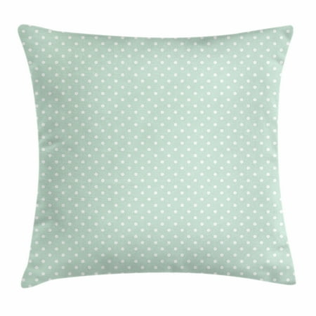 - Green Throw Pillow Cushion Cover, Retro Style Baby Nursery Themed Pattern with Little White Polka Dots Pastel, Decorative Square Accent Pillow Case, 18 X 18 Inches, Mint Green White, by Ambesonne