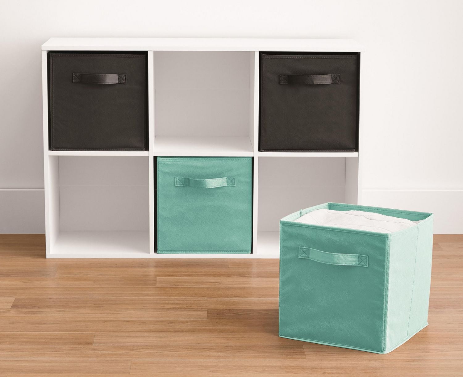 Mainstays Storage Cube Basket Box, Foldable, Home Organization, Main Materials Are Non Worn Fabric and Paper Card, Perfect for Nursery, Playroom Etc.