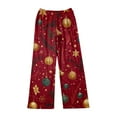 thumbnail image 4 of WTOBBY Women's Soft Plush Christmas Snowflake Tree Print Pajama Bottoms - Festive Holiday Sleepwear with Warm Fleece Lining for Winter Home Lounge and Casual Wear,Wine S, 4 of 5