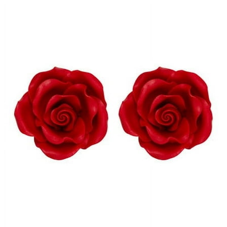 Red 2" Roses Edible SugarSoft Cake/Cupcake Decorations 6 ct