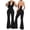 Black, variant on Women's Halter V Neck Backless Flare Leg Jumpsuit Sexy Bodycon One Piece Outfit