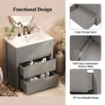 thumbnail image 4 of Christopher Knight Home 30" Bathroom Vanity with Sink, Soft-Close Drawers & Beveled Handleless Design, Gray, 4 of 11