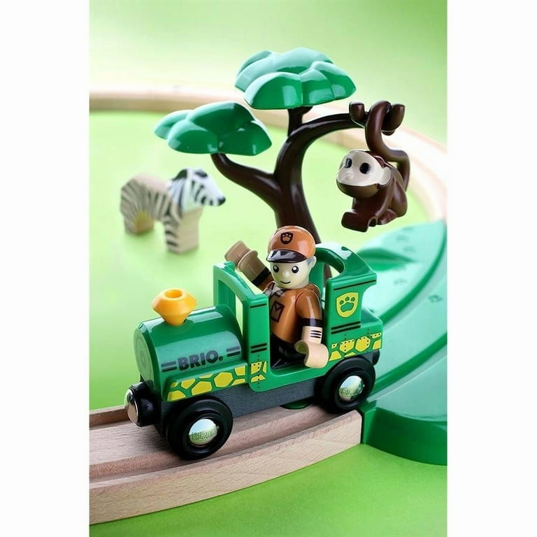 Brio Safari Railway Train Set, Wooden Tracks, Magnetic Monkey