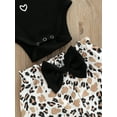 thumbnail image 6 of Seyurigaoka Girls Summer 3Pcs Outfit Sets Short Sleeve Letter Print Romper + Leopard/Sunflower Print Shorts + Headband, 6 of 9