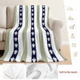thumbnail image 5 of Coastal Turtle Blanket Soft Cozy Warm Throw Blanket for Couch, Plush Fuzzy Flannel Fleece Blankets for Sofa, Sage Green Stripe Navy White Ocean Bed Blankets Lightweight Gifts for Women, 50"x80", 5 of 9