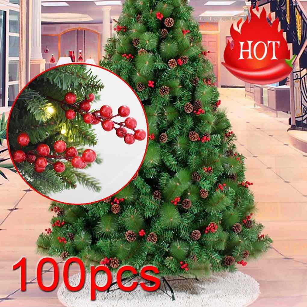 100Pcs Artificial Foam Red Holly Berries Christmas Floral Bouquet Fruit Berry 