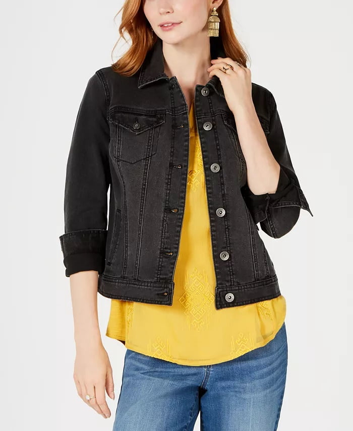Denim Jacket Black Size Petite Small 