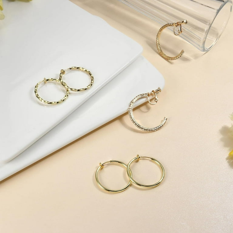 Pair Of Steel Satin Huggie Hoop Earrings – Clip-On Non-Piercing Style In Gold, Silver, Or Black – For Men & Women