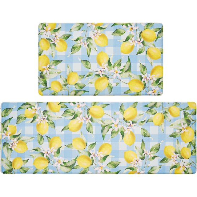 Farmhouse Kitchen Mats Sets 2 Piece Cushioned Anti-Fatigue Comfort Mat for Home & Office Ergonomically Engineered Memory Foam Kitchen Rug Waterproof Non-Skid, 30" by 17" + 47" by 17"