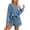 Blue, variant on Ekouaer Pajama Set for Women Waffle Knit Lounge Sets Long Sleeve Top and Shorts Sleepwear Matching Loungewear