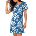 thumbnail image 2 of Wukai Chemise de Nuit à Manches Courtes Imprimé Feuilles et Fleurs pour Femmes, Robe de Sommeil Douce pour une Relaxation Confortable, Tenue Décontractée, 2 of 6