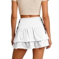 thumbnail image 4 of TaTaai Women's Solid High Waisted A-Line Mini Skirt Tiered Ruffle Tie Waist Double Layer Hem Vintage Style for Casual Summer Daily Wear Gift, 4 of 5