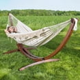thumbnail image 3 of Vivere Hamac Double pour 2 Personnes en Coton avec Support en Pin Massif, Naturel avec Franges, 3 of 5