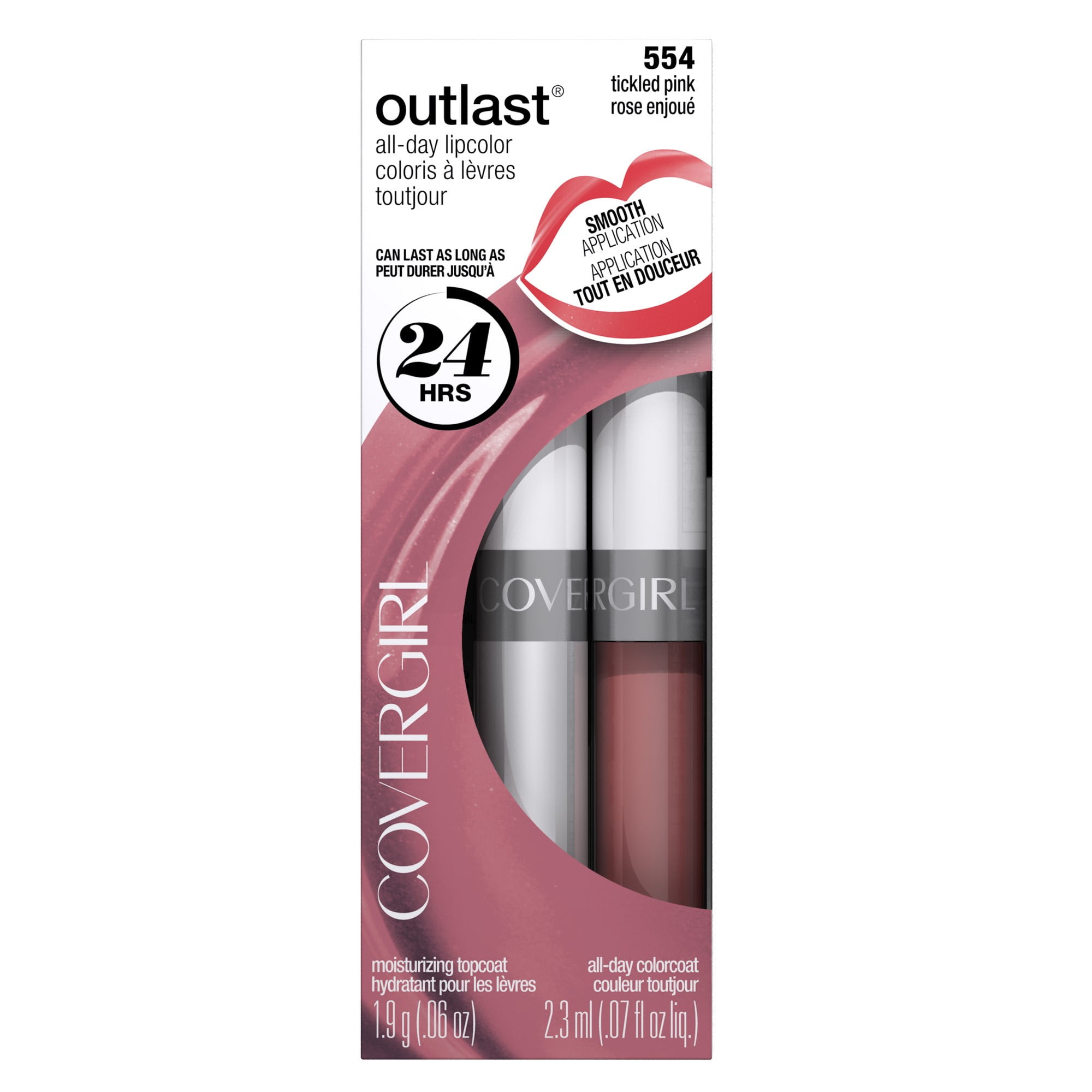 COVERGIRL Outlast Lipcolor, Tickled Pink 554, 0.06 Fl Oz