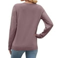 thumbnail image 3 of Winter Sweater for Women V-Neck Crochet Knit Shirt Lightweight Comfy Long Sleeve Pullover Fall Tops 2025, 3 of 9