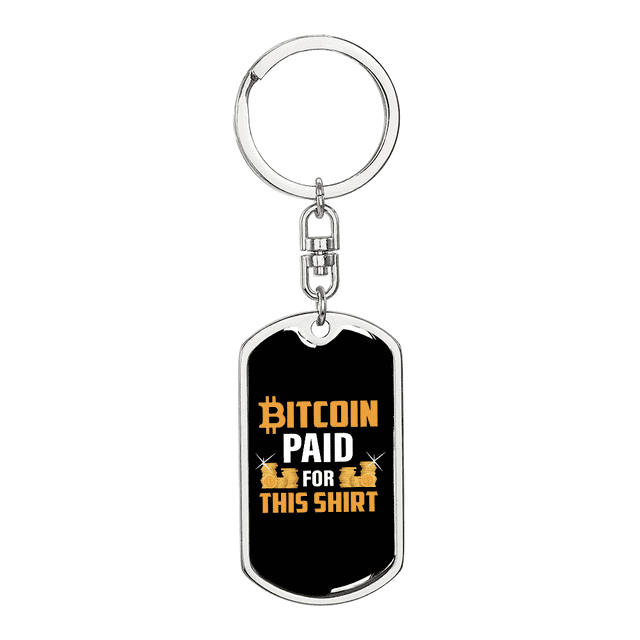 Bitcoin Paid Crypto Stainless Steel or 18k Gold Premium Swivel Dog Tag Keychain